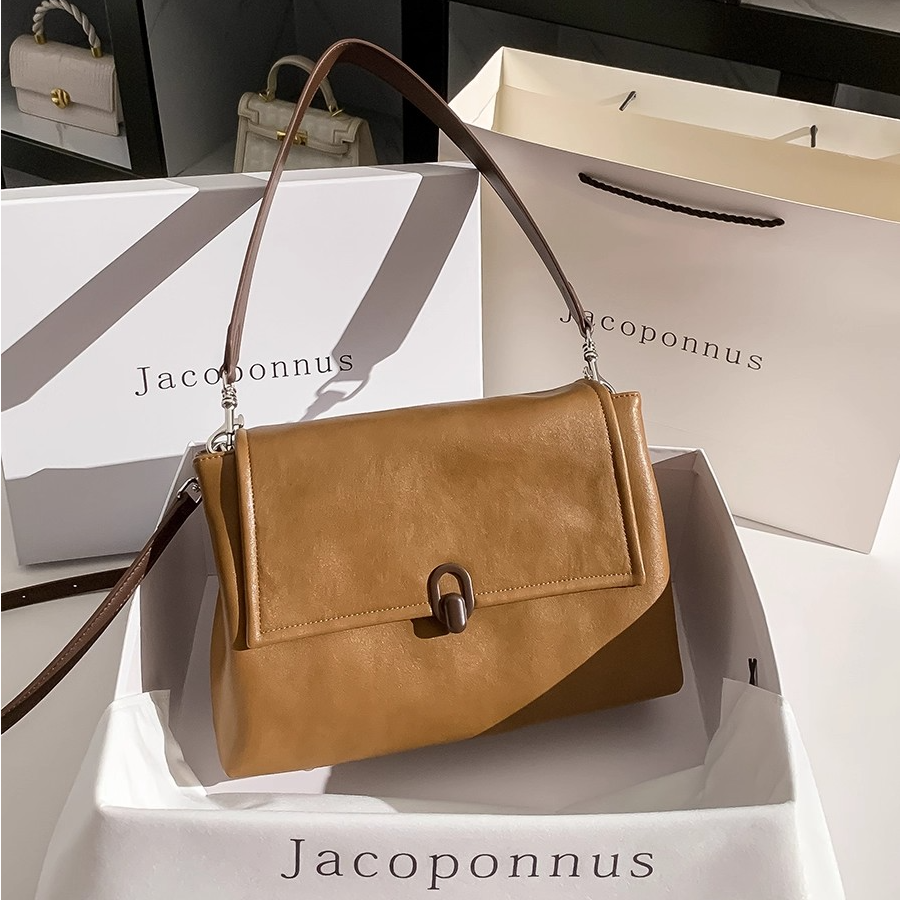 【设计师款】真皮咖啡色托特包女2025新款轻奢小众高级百搭腋下挎包