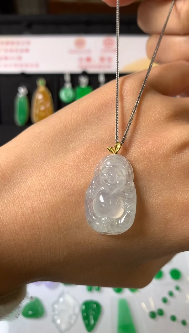 吊坠(赠链)18K金镶嵌翡翠吊坠