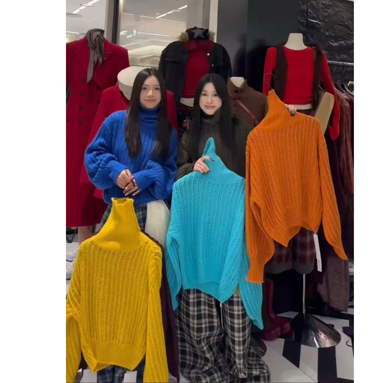 2025韩版时尚百搭高级感纯色减龄多巴胺毛衣 W3689