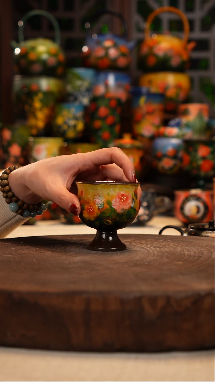 紫砂 油画釉下彩手绘