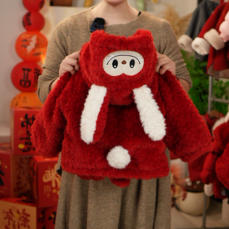 棉袄洋气加绒加厚款纯色冬款儿童厚款棉服保暖女童宝宝毛绒外套