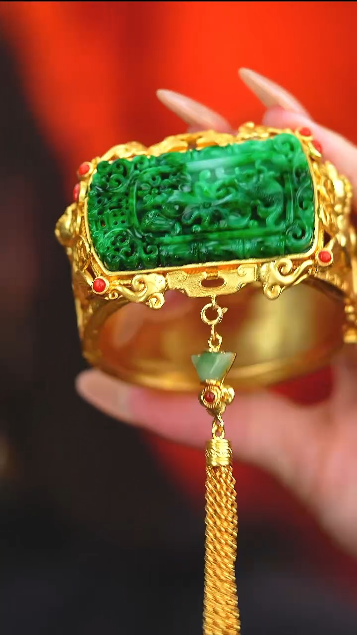 银S925镶嵌手镯翡翠新款