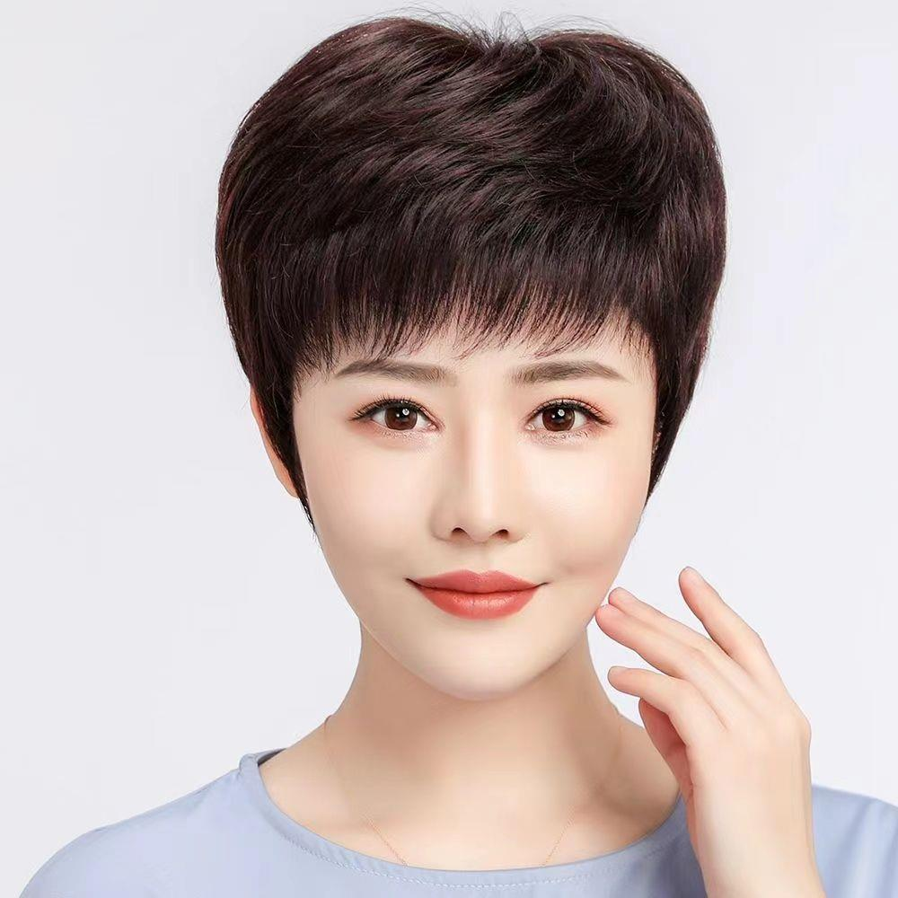 全手织全真发时尚短直发单层透气网