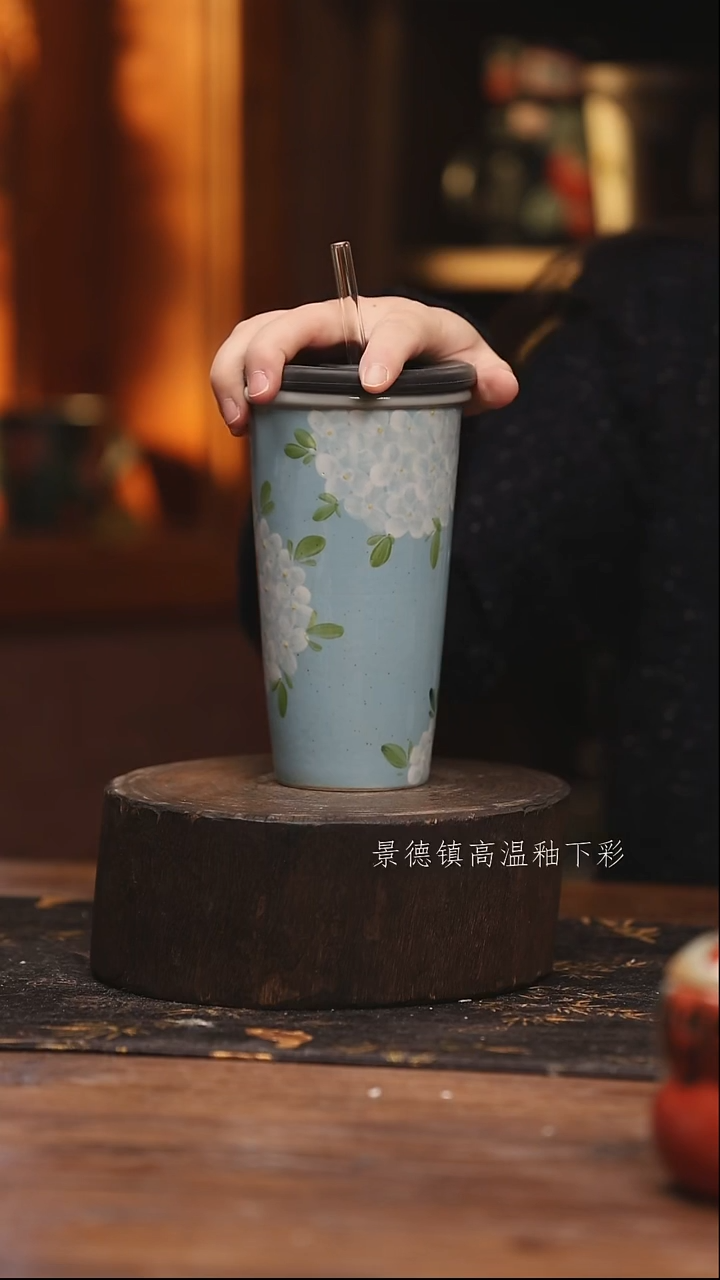 陶瓷景德镇高温釉下手绘陶瓷@L658@