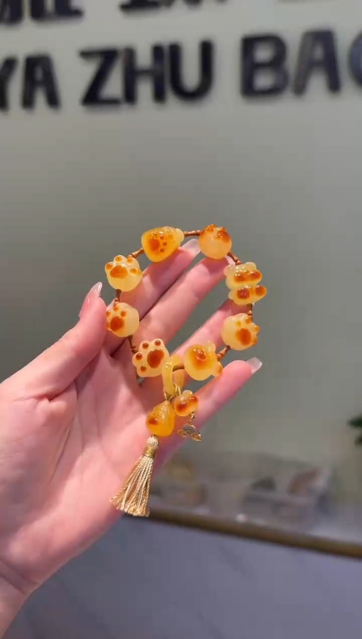 琥珀未镶嵌珠宝奇石东东原创抓钱手手串