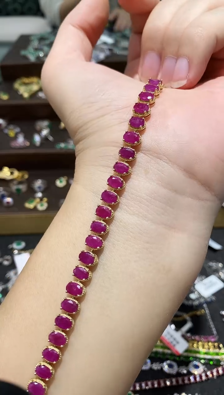 【闪购商品】红宝石手链银S925镶嵌手链