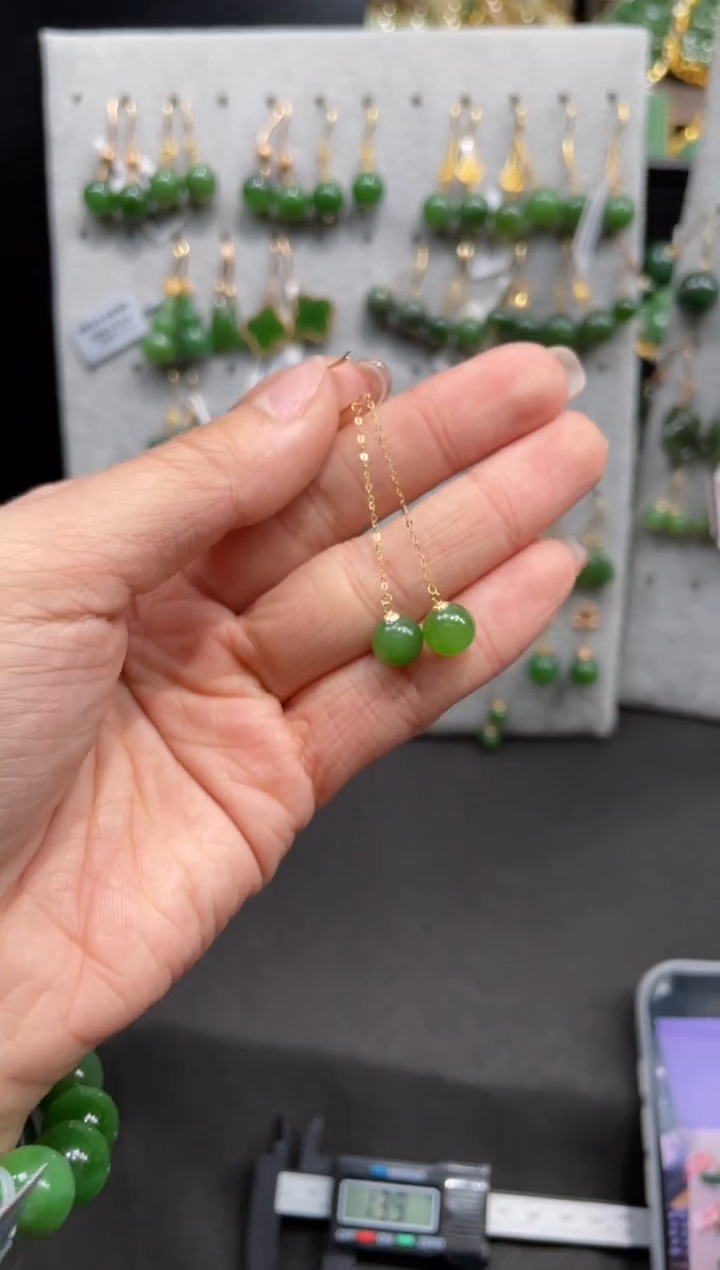 【闪购商品】和田玉耳环18K金镶嵌多样性发一Z