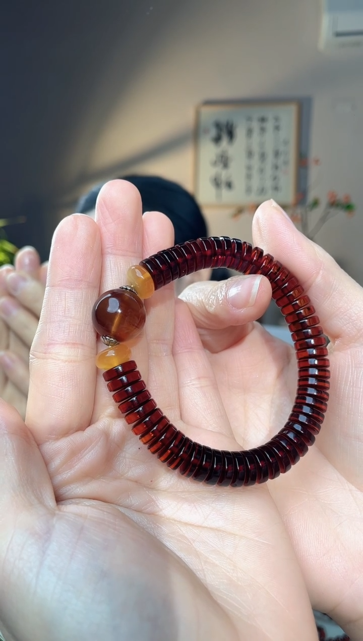 裸石琥珀未镶嵌10+ 血珀直切手串设计款