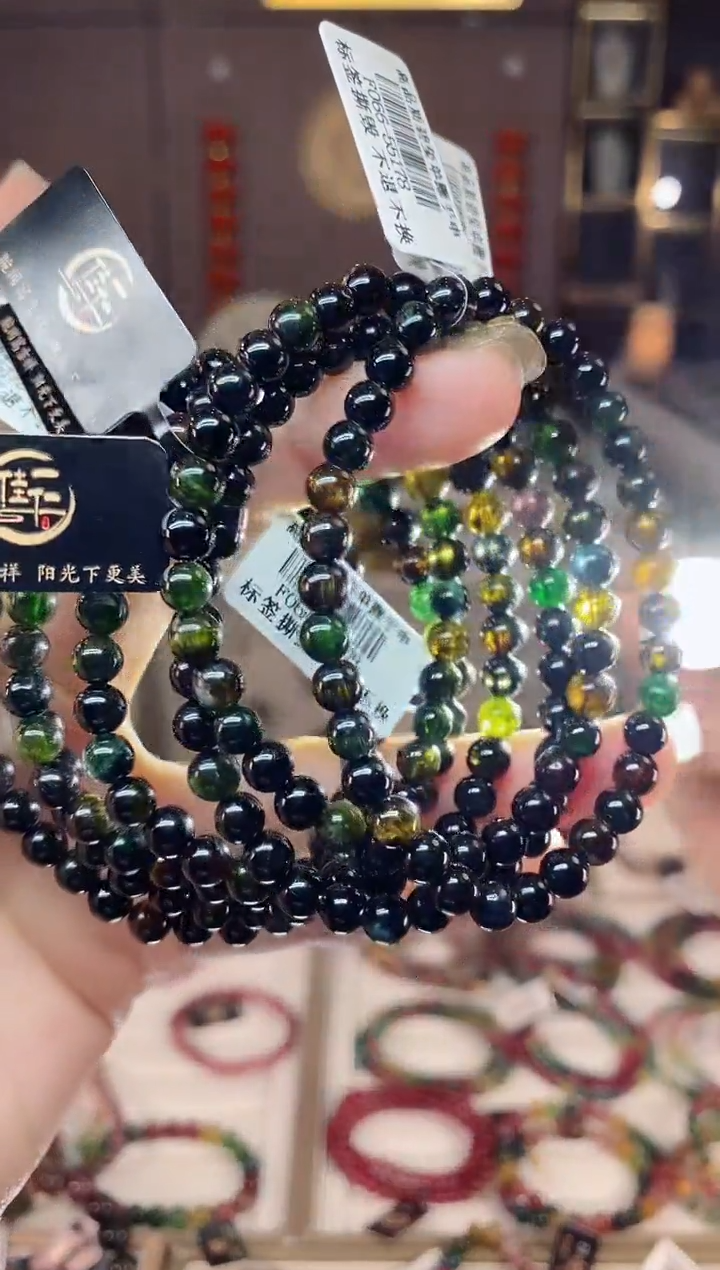 未镶嵌老矿碧玺黑糖单圈手串5mm+碧玺dan多样性发货一条