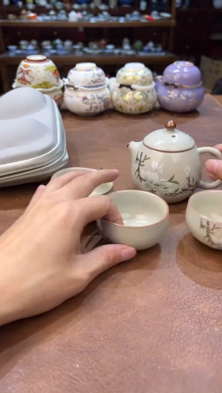 真的很便宜超好看会开片的旅行茶具