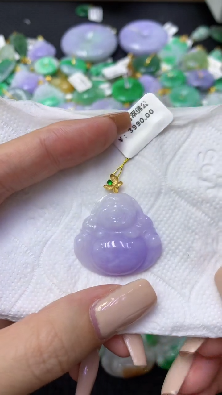 颈饰18K金镶嵌翡翠天然缅甸翡翠A货