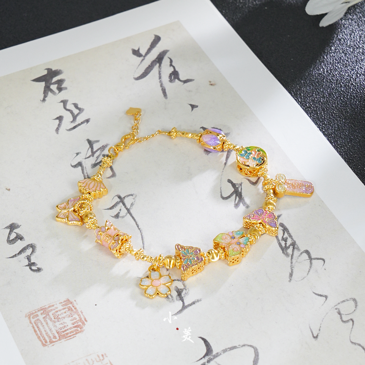 足金999烧蓝蝴蝶手链（多样性发货） G90008