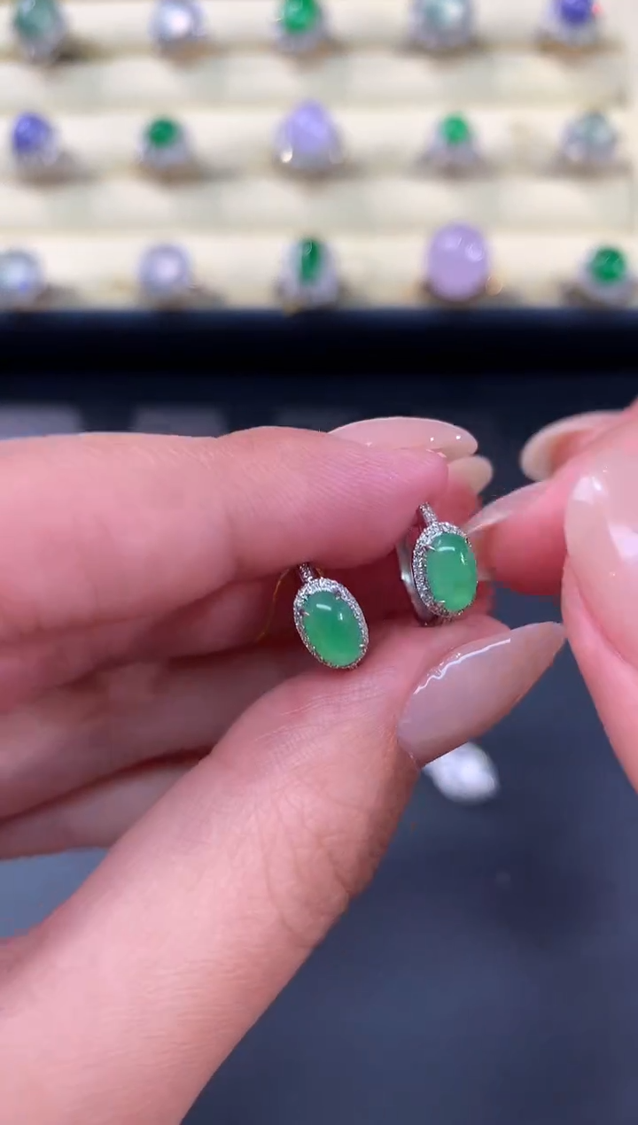 【闪购商品】翡翠耳饰18K金镶嵌耳饰A300|2800