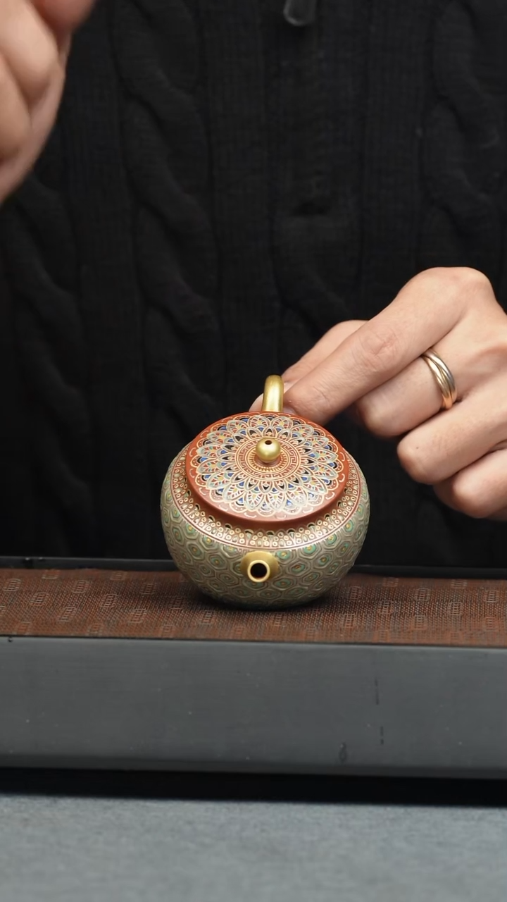 【闪购商品】紫砂茶壶五堂 宝相宋锦壶