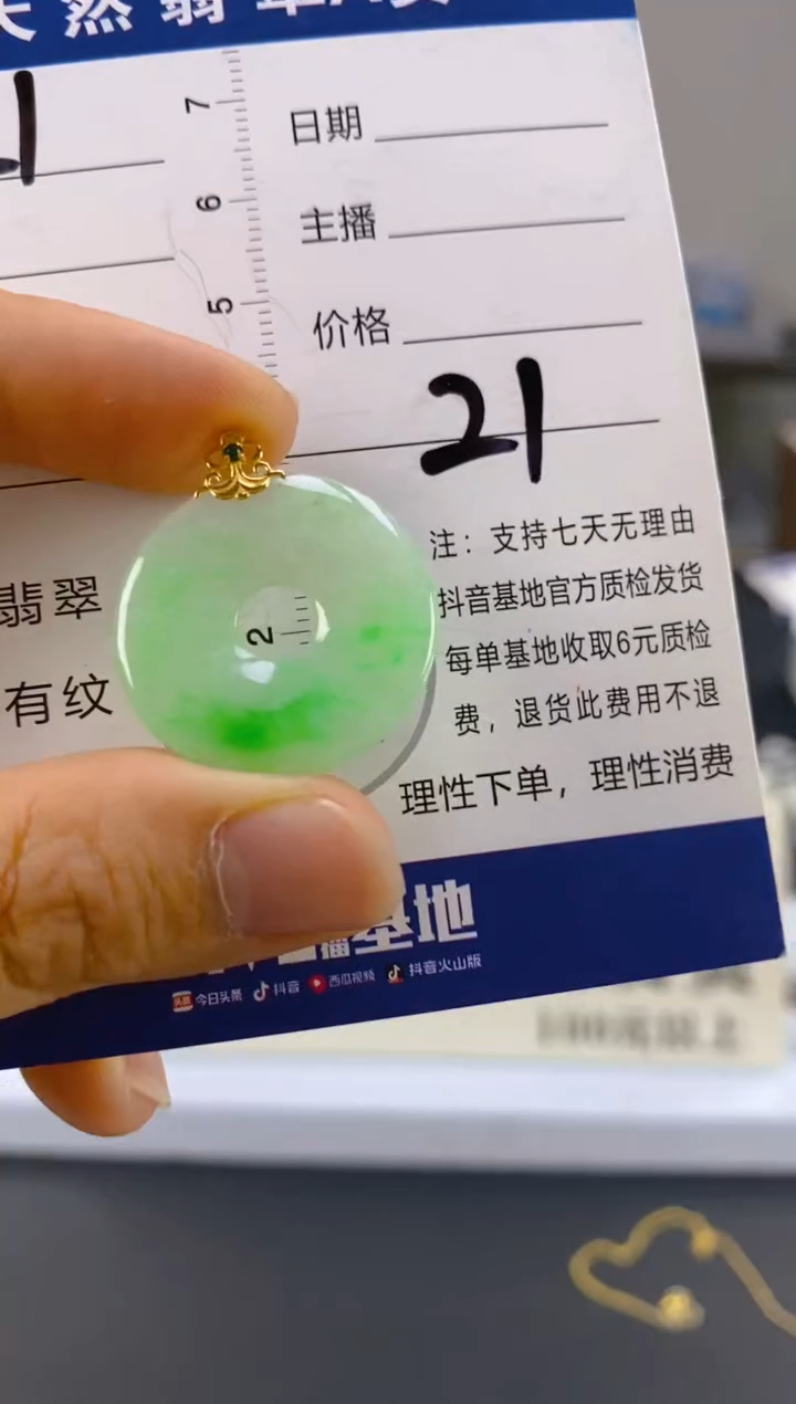 【闪购商品】翡翠颈饰18K金镶嵌天然A货翡翠