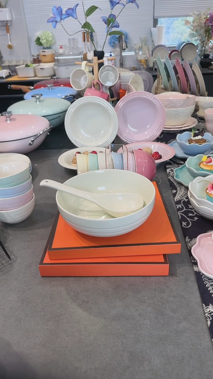 【闪购商品】瓷奶油白-大汤碗汤勺组合装