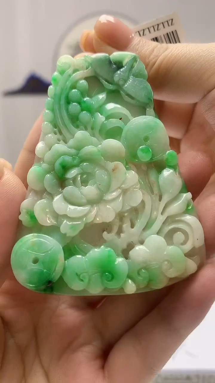 【闪购商品】定制翡翠未镶嵌4812ms-毛货121花鸟