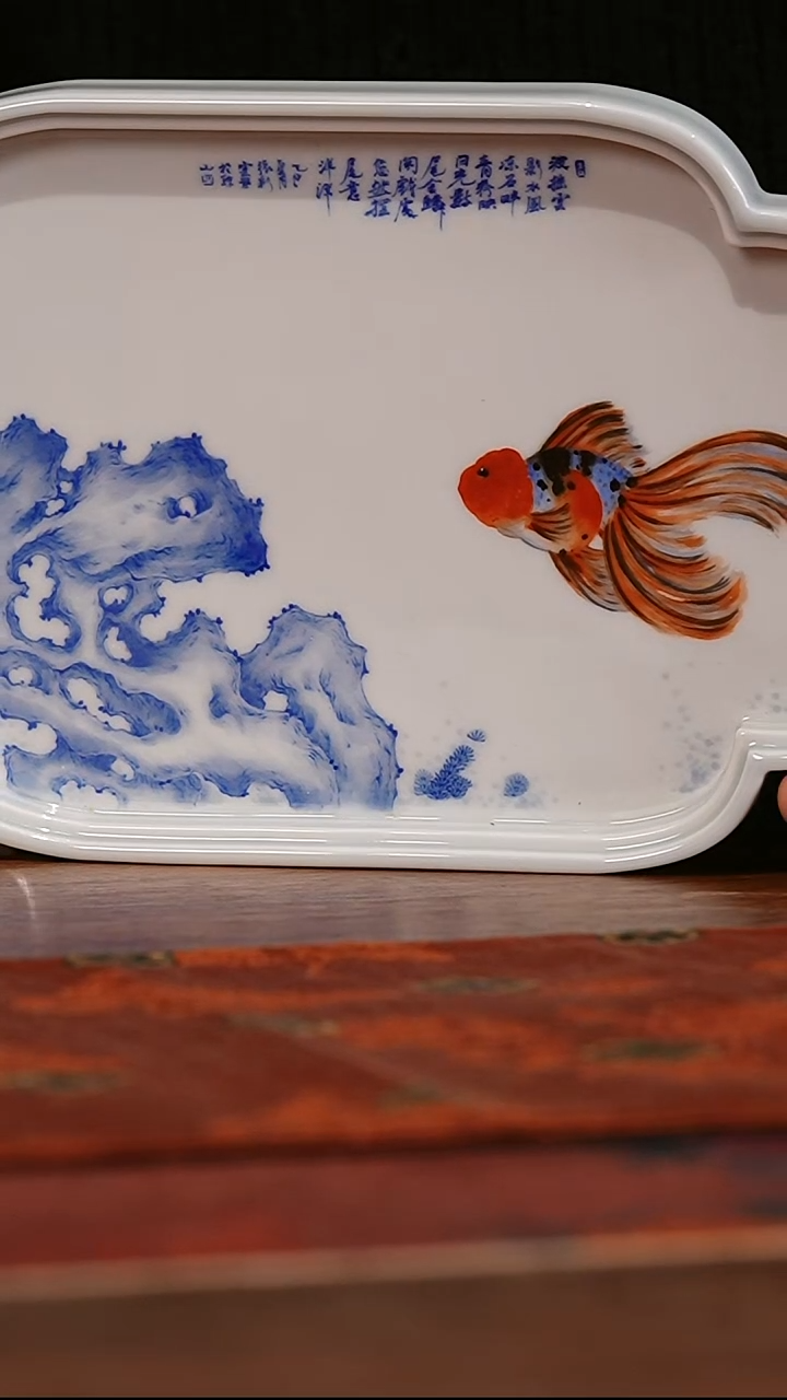 瓷姑娘-小桥窑金鱼壶承盘