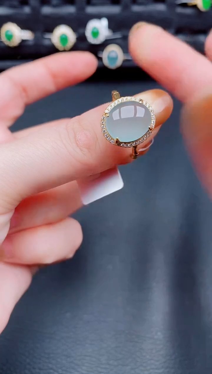 【闪购商品】翡翠戒指银S925镶嵌天然a货翡翠143