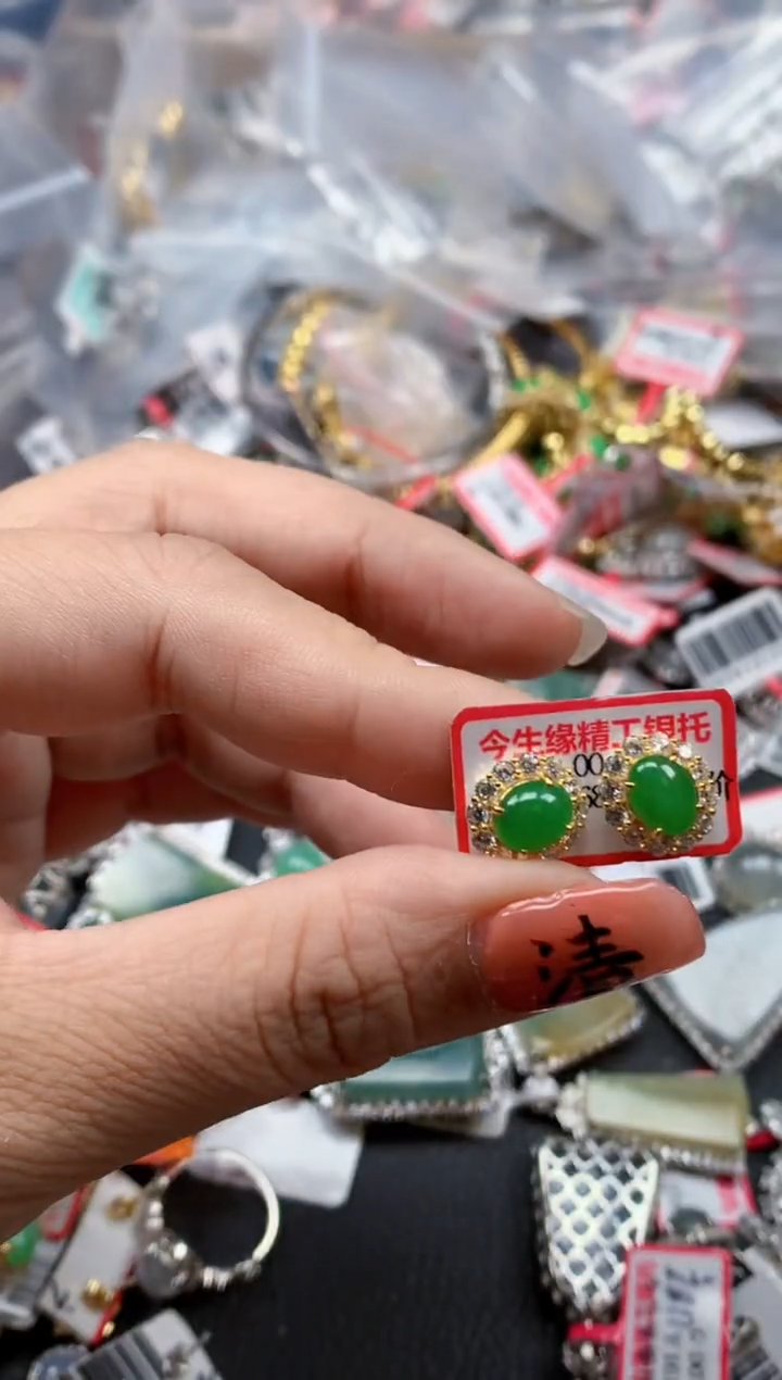 银S925镶嵌戒指翡翠天然A货缅甸翡翠