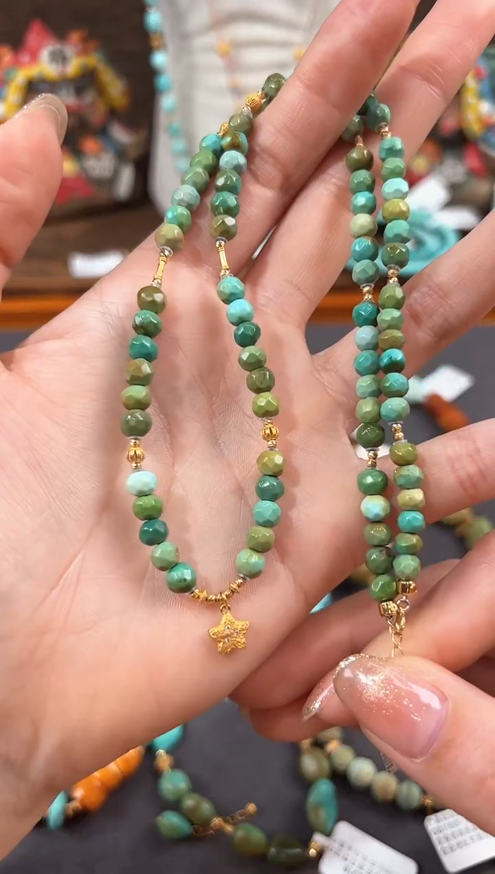 【闪购商品】绿松石颈饰18K金镶嵌绿松石项链