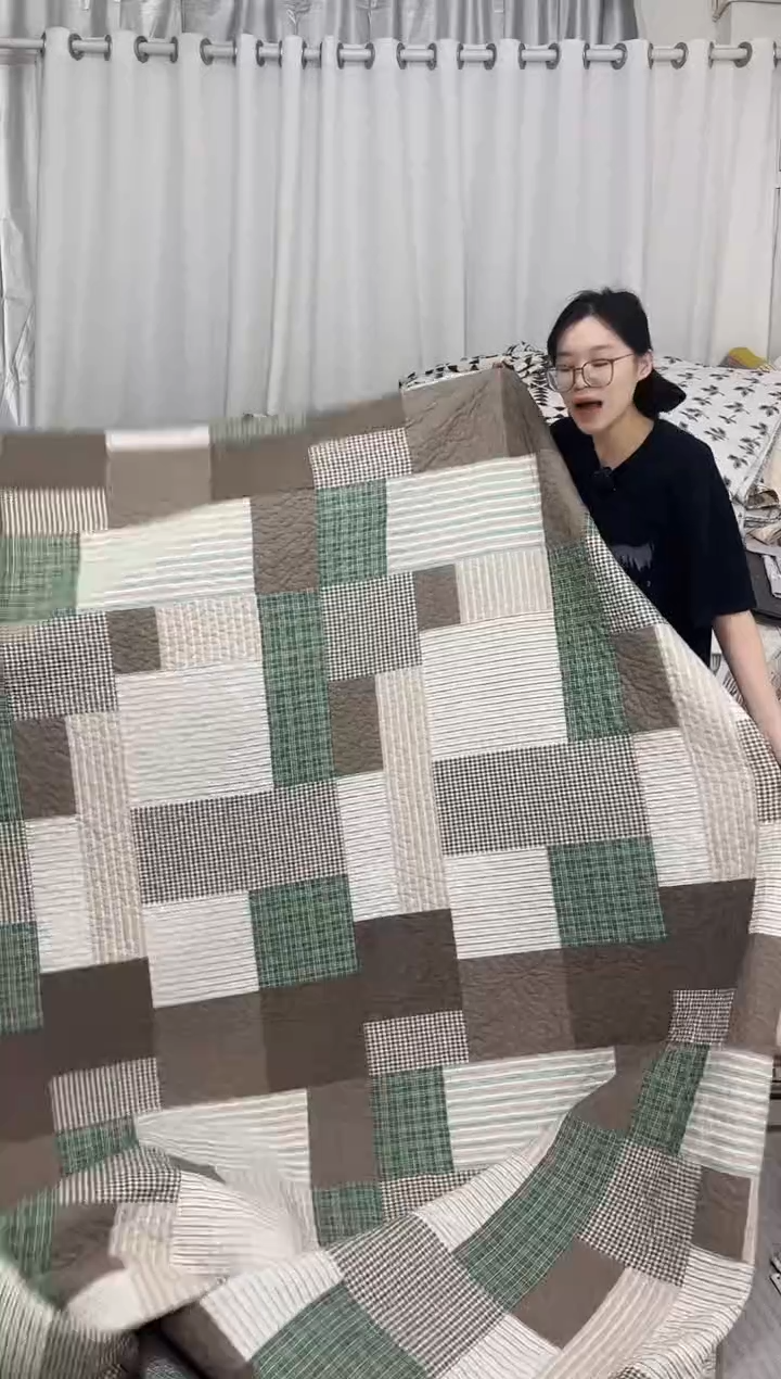 棉230*250绿咖格