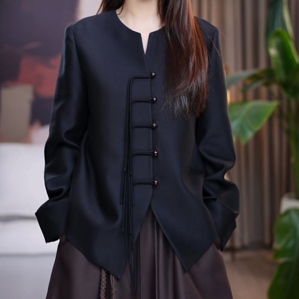 『雅尚』原创设计桑蚕丝羊毛秋冬百搭新中式休闲显瘦汉服