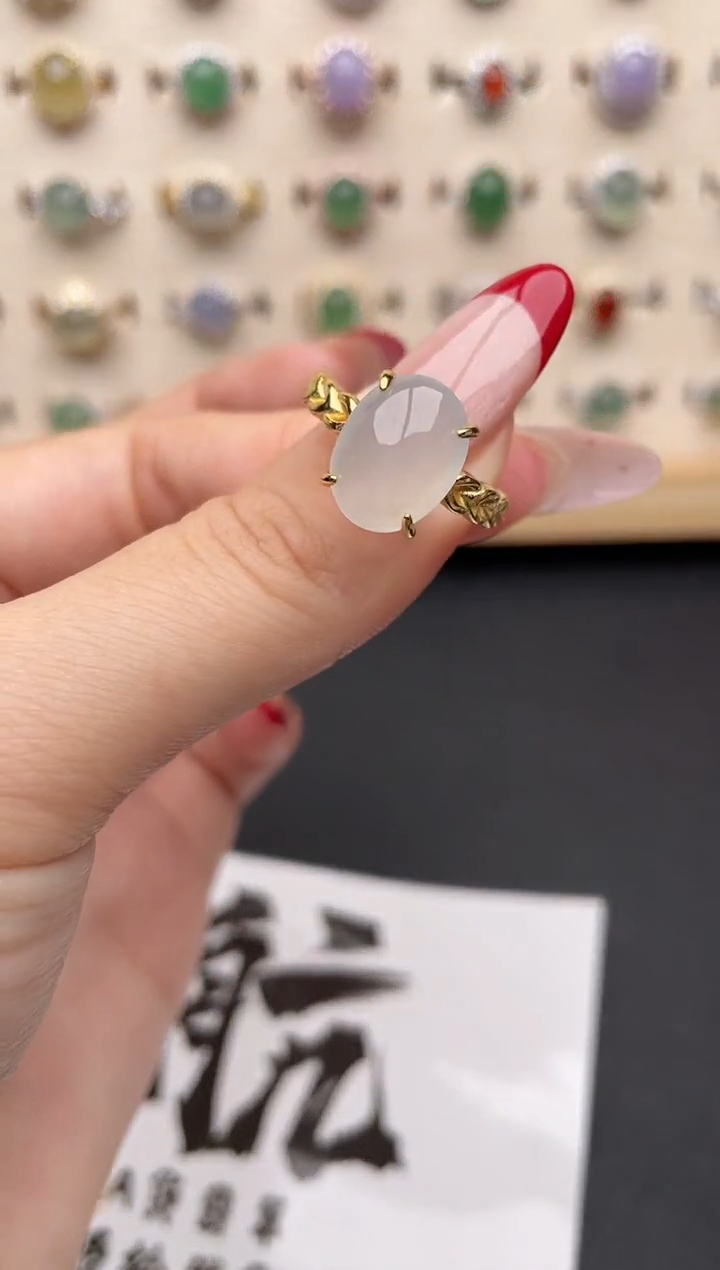 【闪购商品】翡翠戒指银S925镶嵌一物一证一礼盒