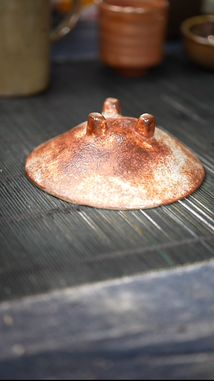 浪鬼家釉绘柴烧无*三足