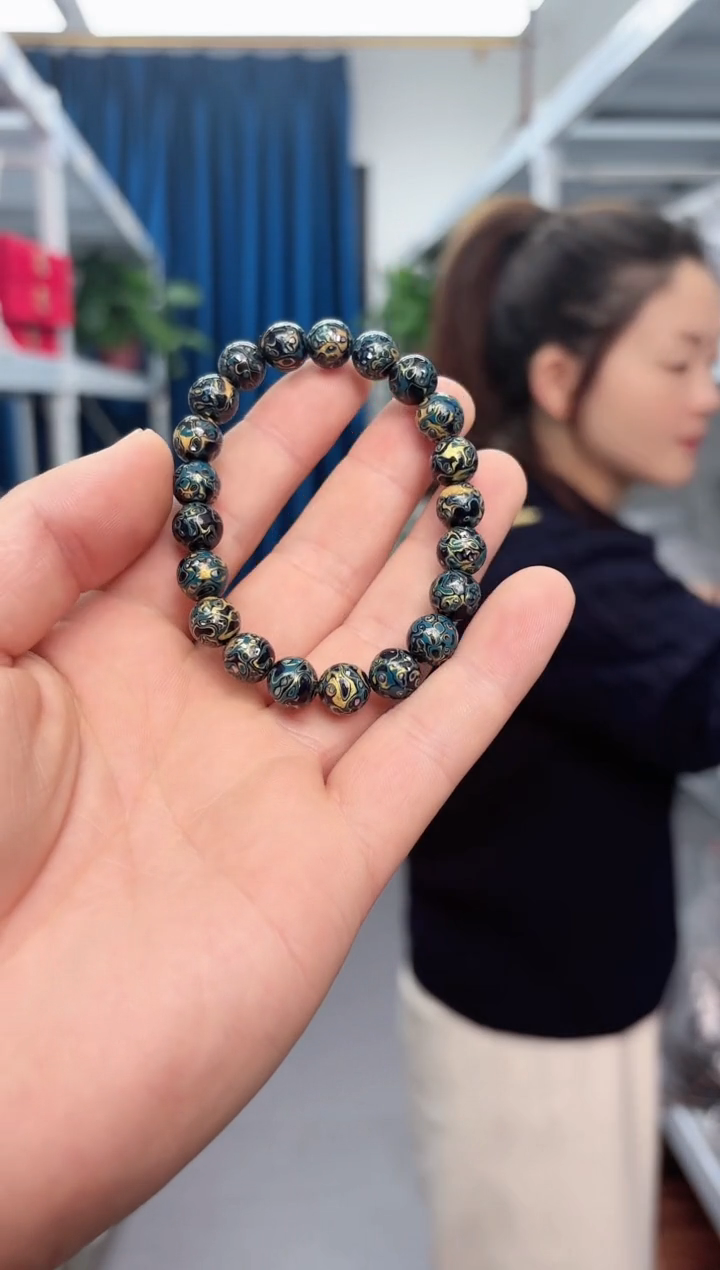 【闪购商品】大漆工艺品手串/手链宝蓝色圆珠单圈