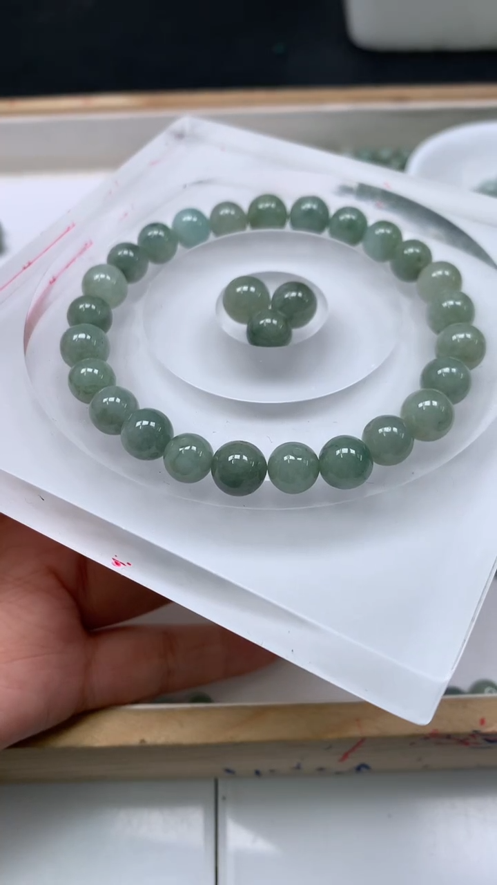 未镶嵌翡翠手饰A2041翡翠 油青8mm25个16.8元