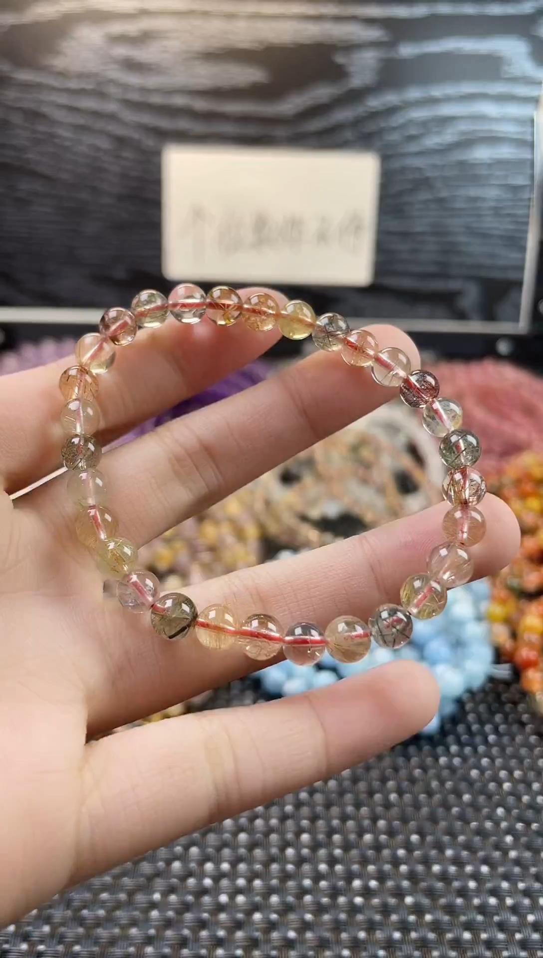 未镶嵌手串发晶彩发晶6mm