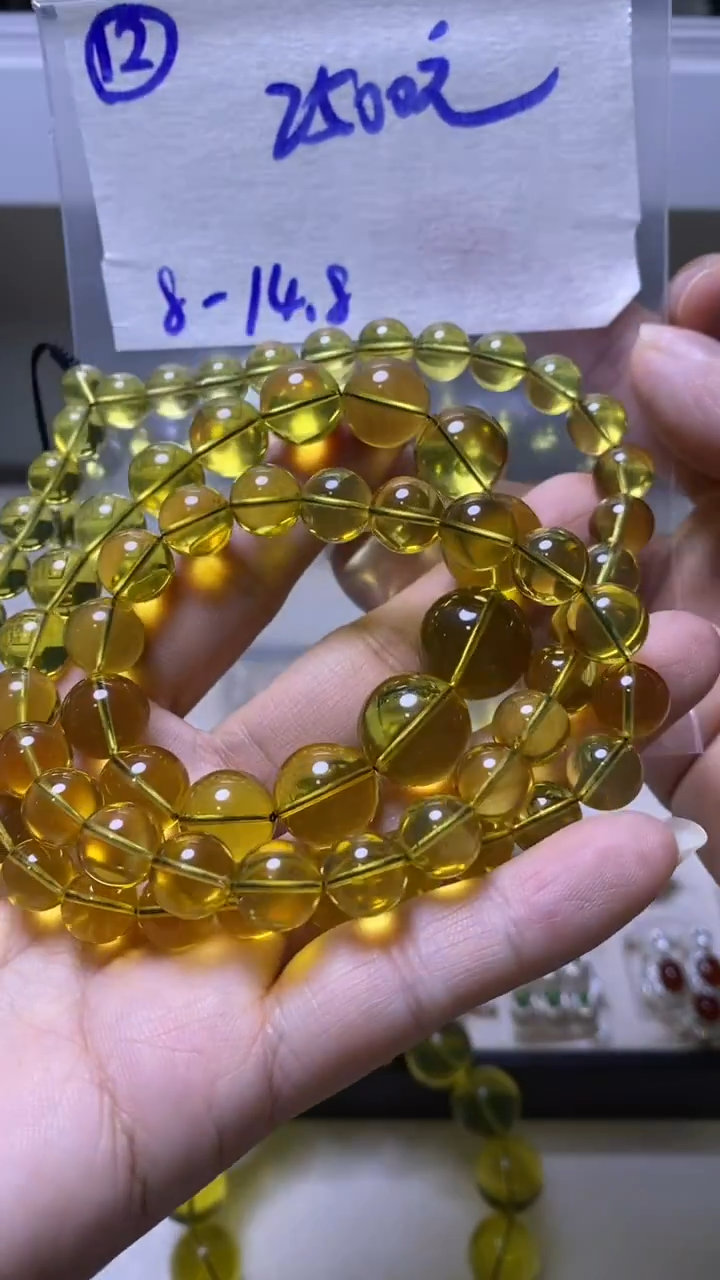 未镶嵌定制琥珀12珠串2500元毛货需精抛光