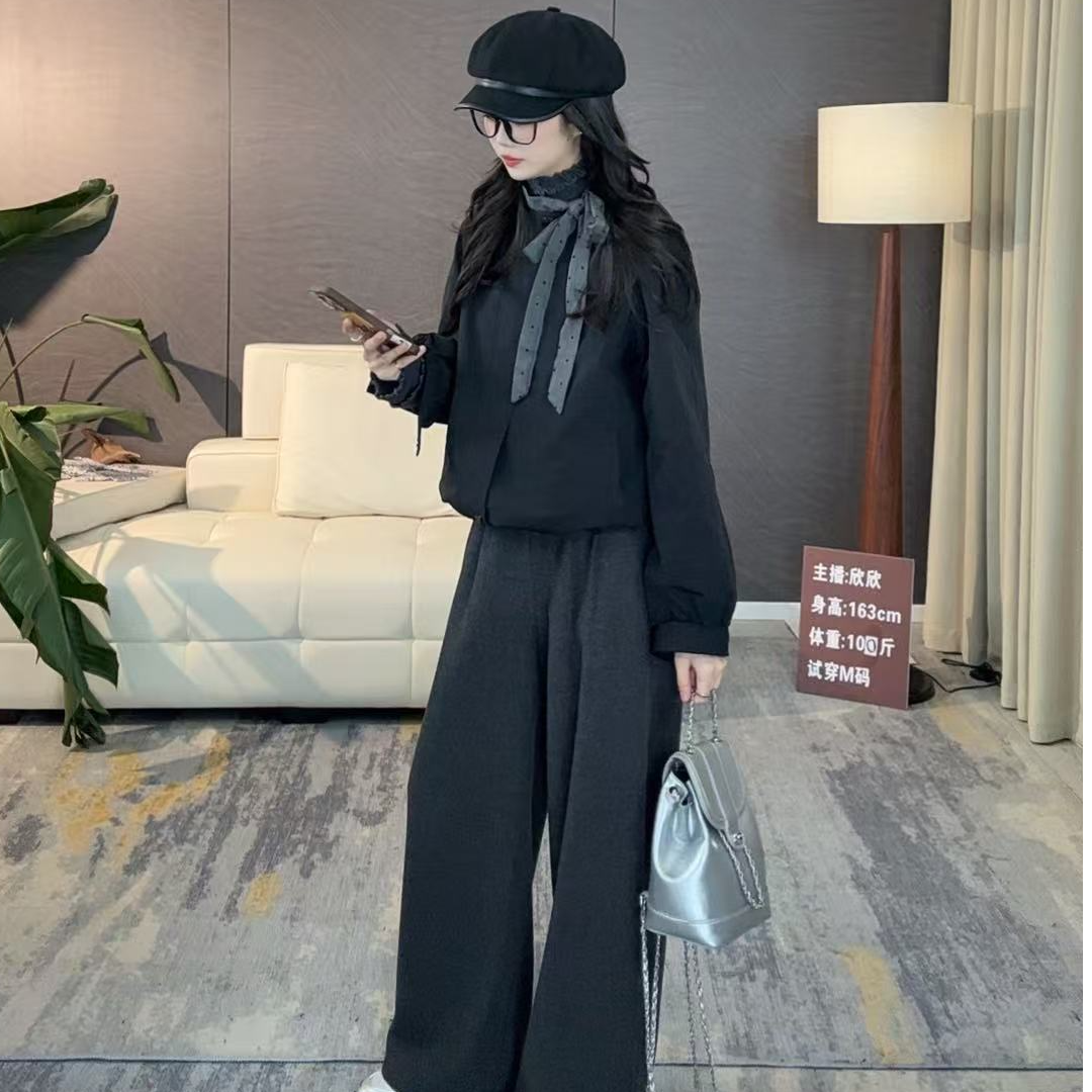 【蔡小姐】冬季新款黑色洋气慵懒风休闲气质时尚百搭外套