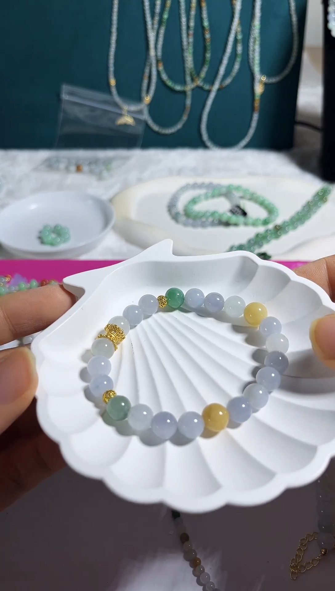 未镶嵌手链翡翠翡翠珠链有瑕疵8+