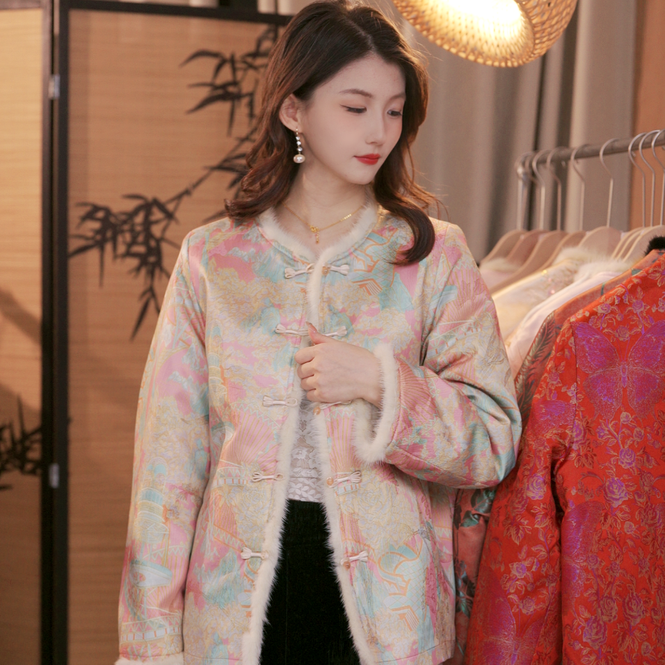 10.[幻彩云裳]秋冬新款双面水貂新唐式国风保暖外套