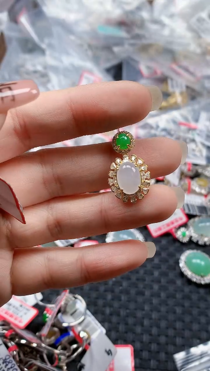 银S925镶嵌戒指翡翠天然A货缅甸翡翠