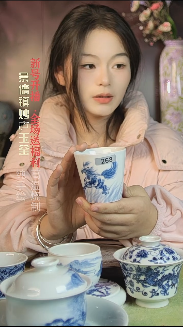 盘陶妙庐玉窑直口杯268微瑕