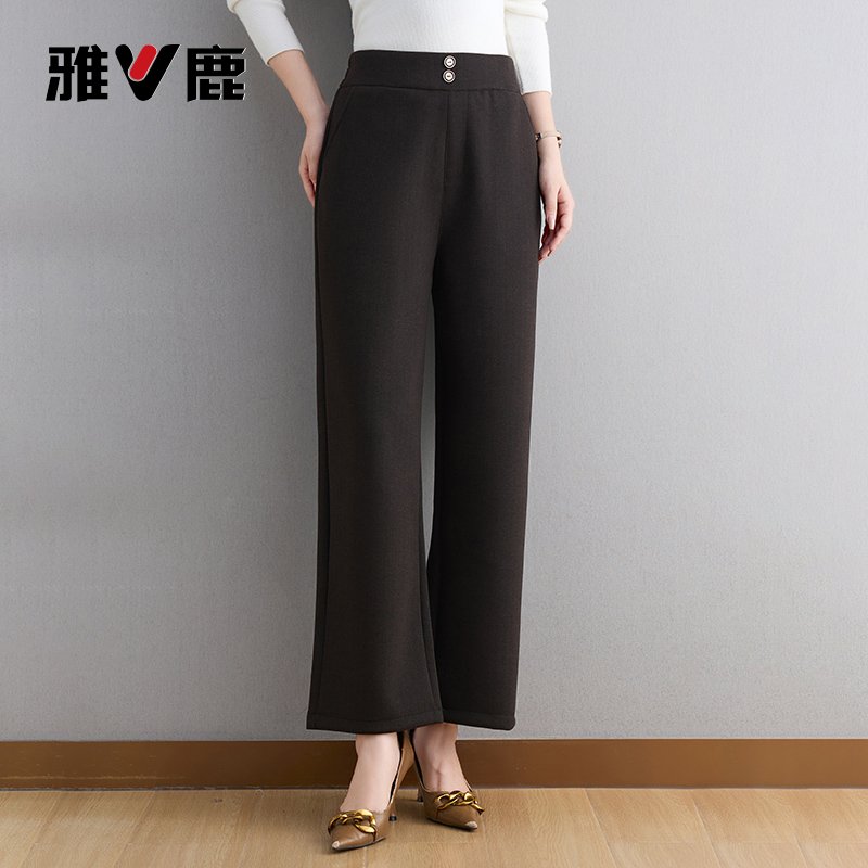 雅鹿时尚显瘦休闲时尚百搭直筒裤新款中老年秋季直筒长裤女