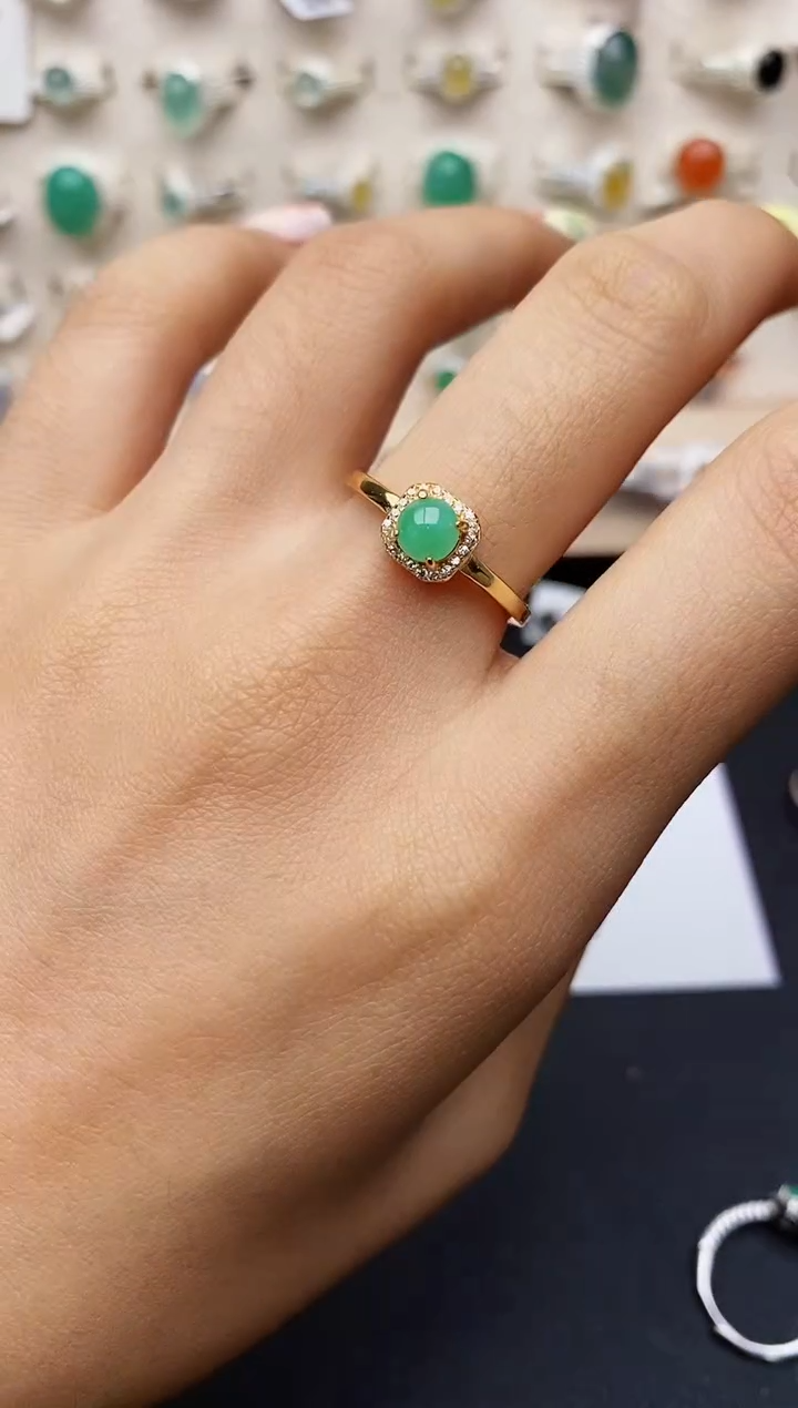 【闪购商品】翡翠戒指银S925镶嵌缅甸翡翠