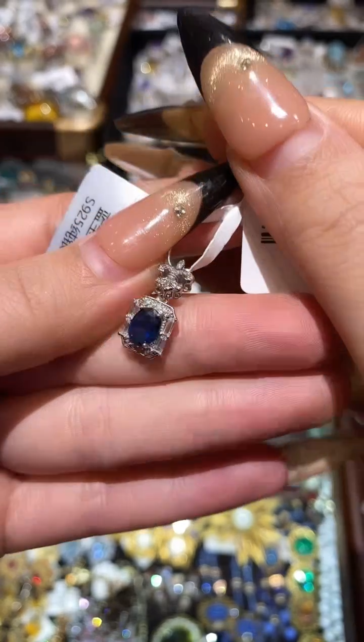 吊坠(不含链)蓝宝石银S925镶嵌楚楚珠宝中古甄选不退换