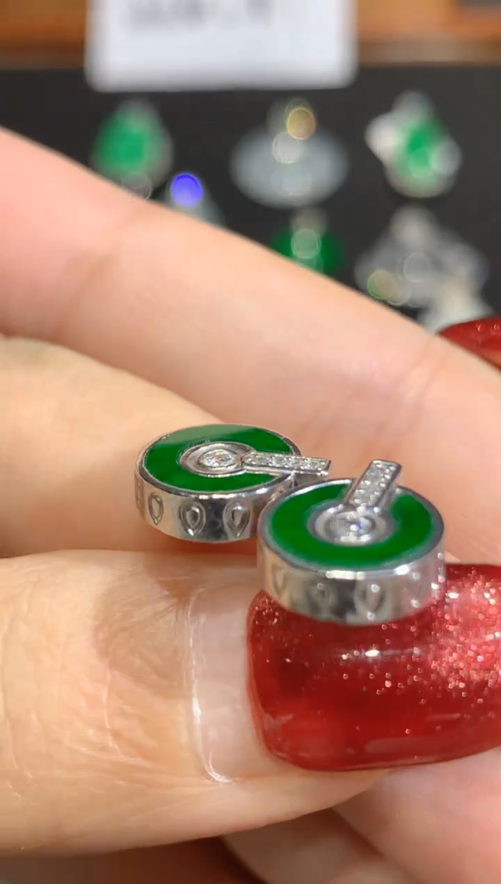 【闪购商品】翡翠耳饰18K金镶嵌团购