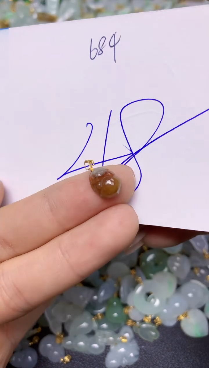 【闪购商品】翡翠挂件18K金镶嵌 天然翡翠A货