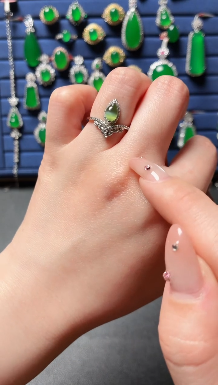 银S925镶嵌和田玉珠宝半成品109