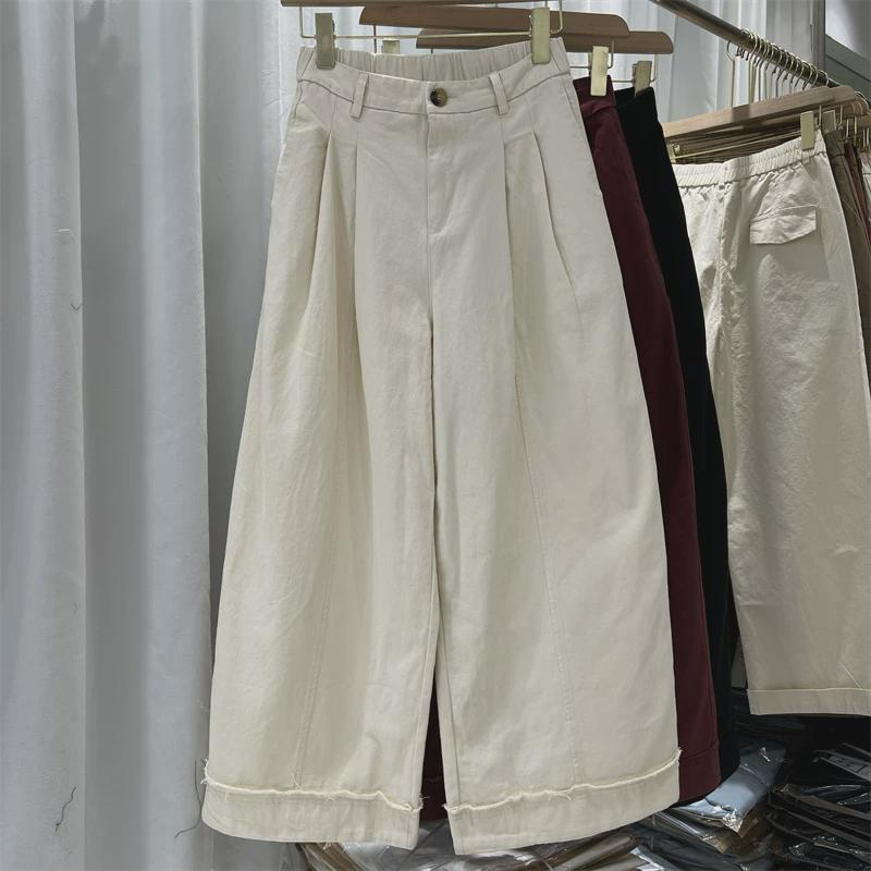 韩系松紧宽松显瘦直筒女秋季新款洋气休闲裤子