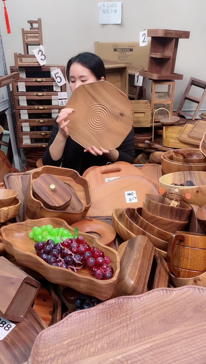 木 南美胡桃木螺旋纹八角盘29*2cm 