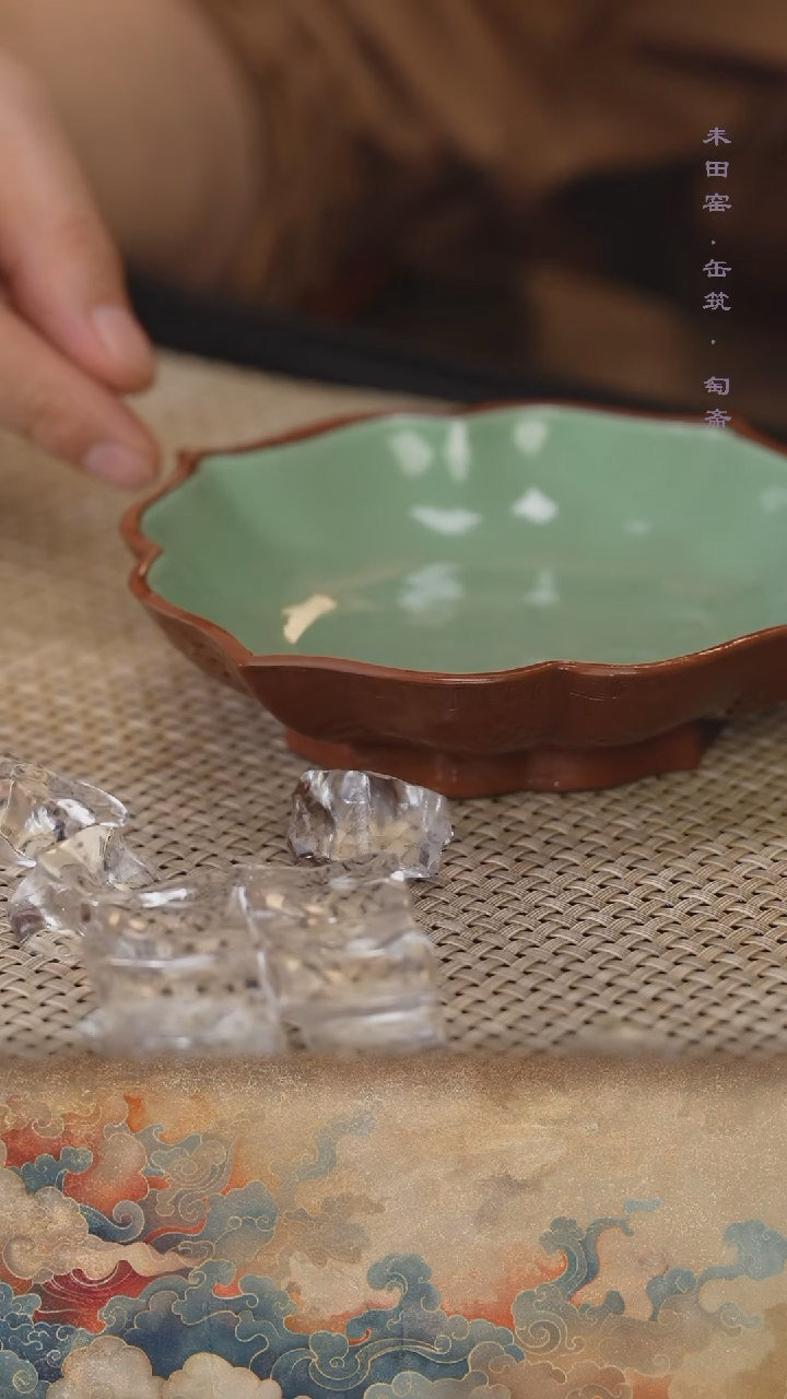 茶杯紫砂柴烧菱花壶承
