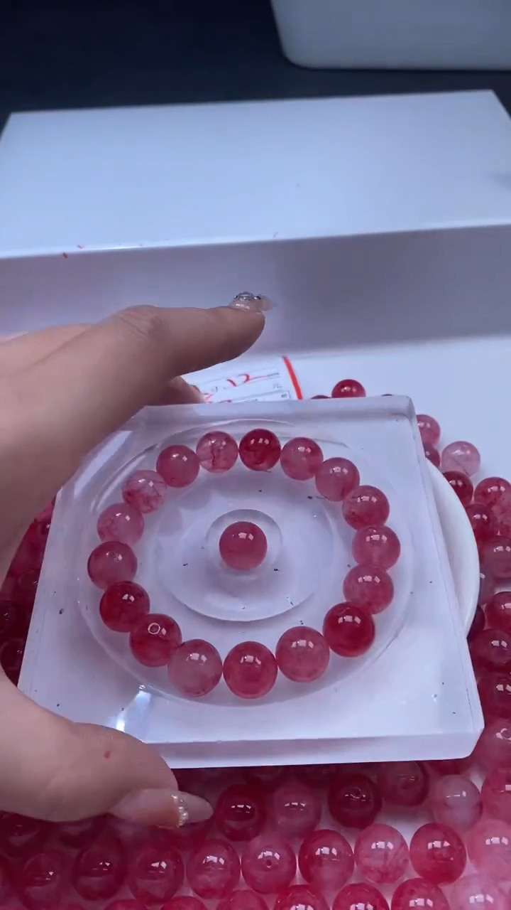 颈饰未镶嵌水晶W3013卢比莱粉碧玺12MM*6颗