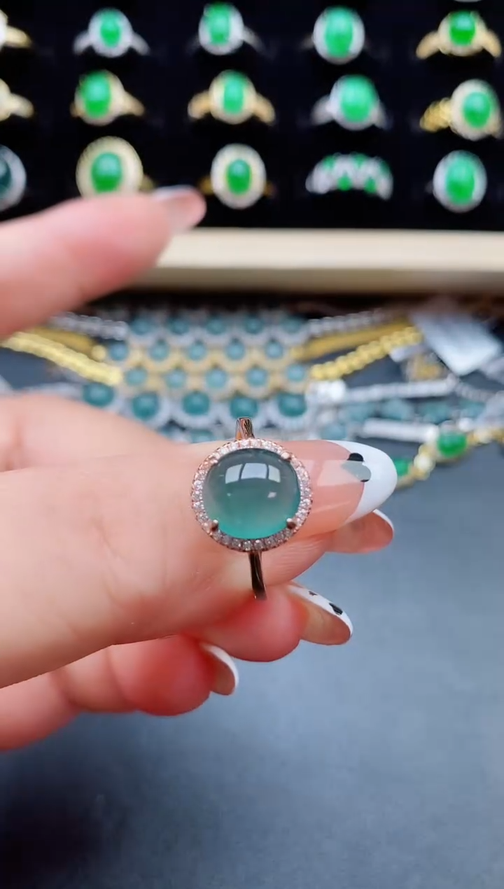 【闪购商品】翡翠戒指银S925镶嵌321312