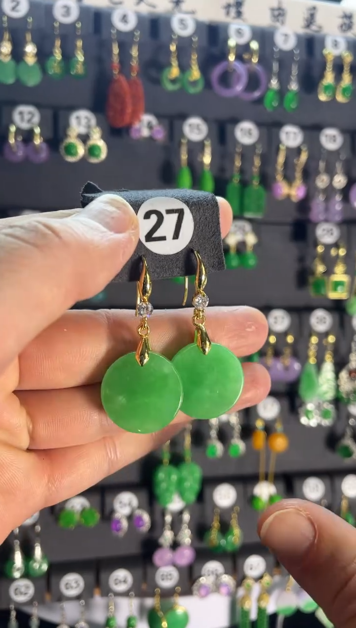 【闪购商品】翡翠耳饰银S925镶嵌27.....